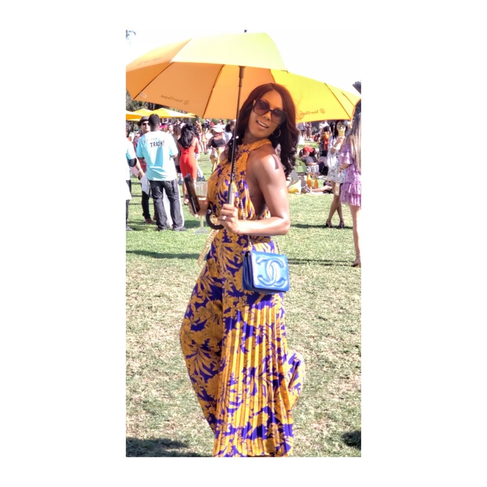 😍Gorgeous cobalt blue & mustard backless jumpsuit